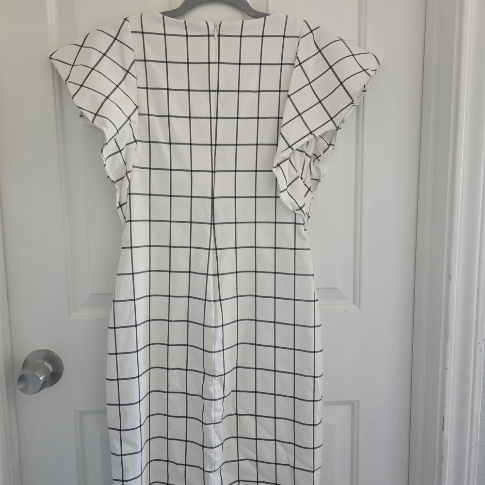 Lauren Ralph Lauren white and black windowpane dress size 2 lined knee length - Picture 4 of 10